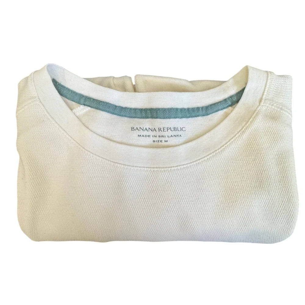 Banana‎ Republic Mens Long Sleeve Waffle Knit Thermal Shirt Cream Off White M